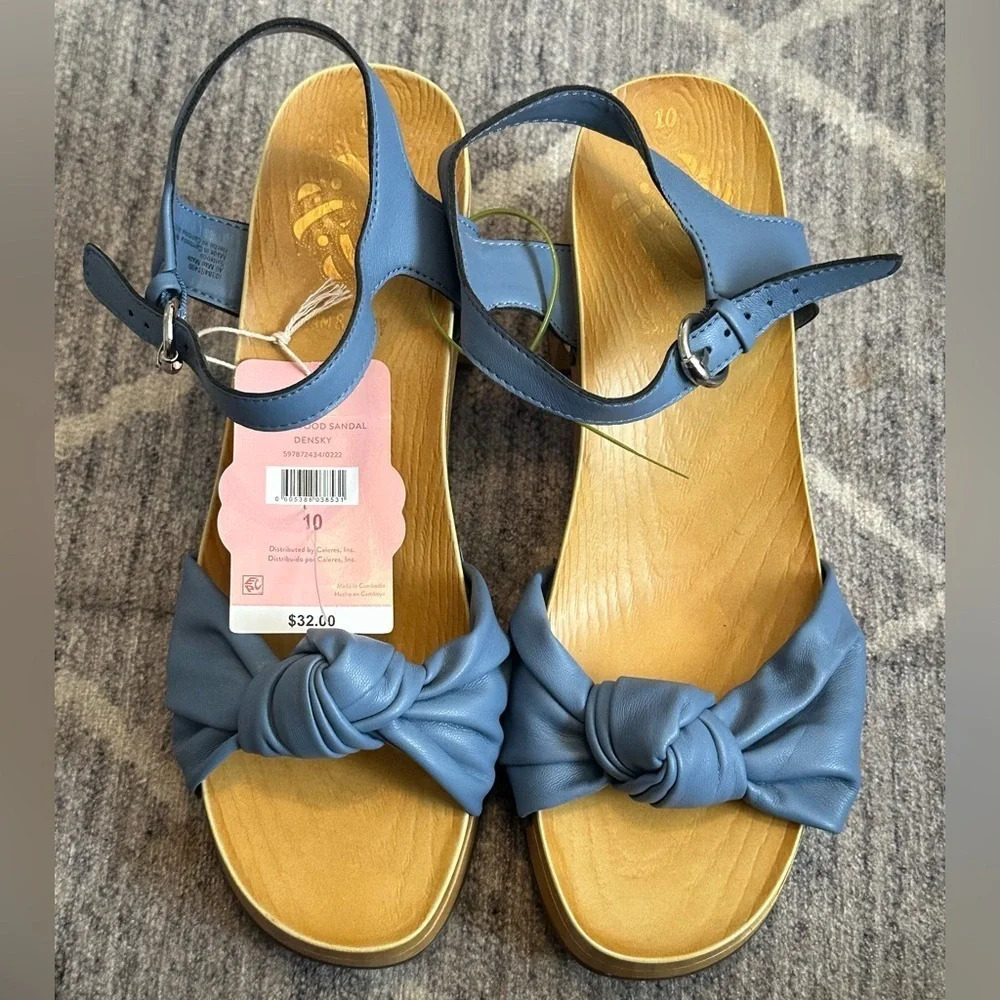 Sam & Libby cassia wood high heel sandals size 10 NWT